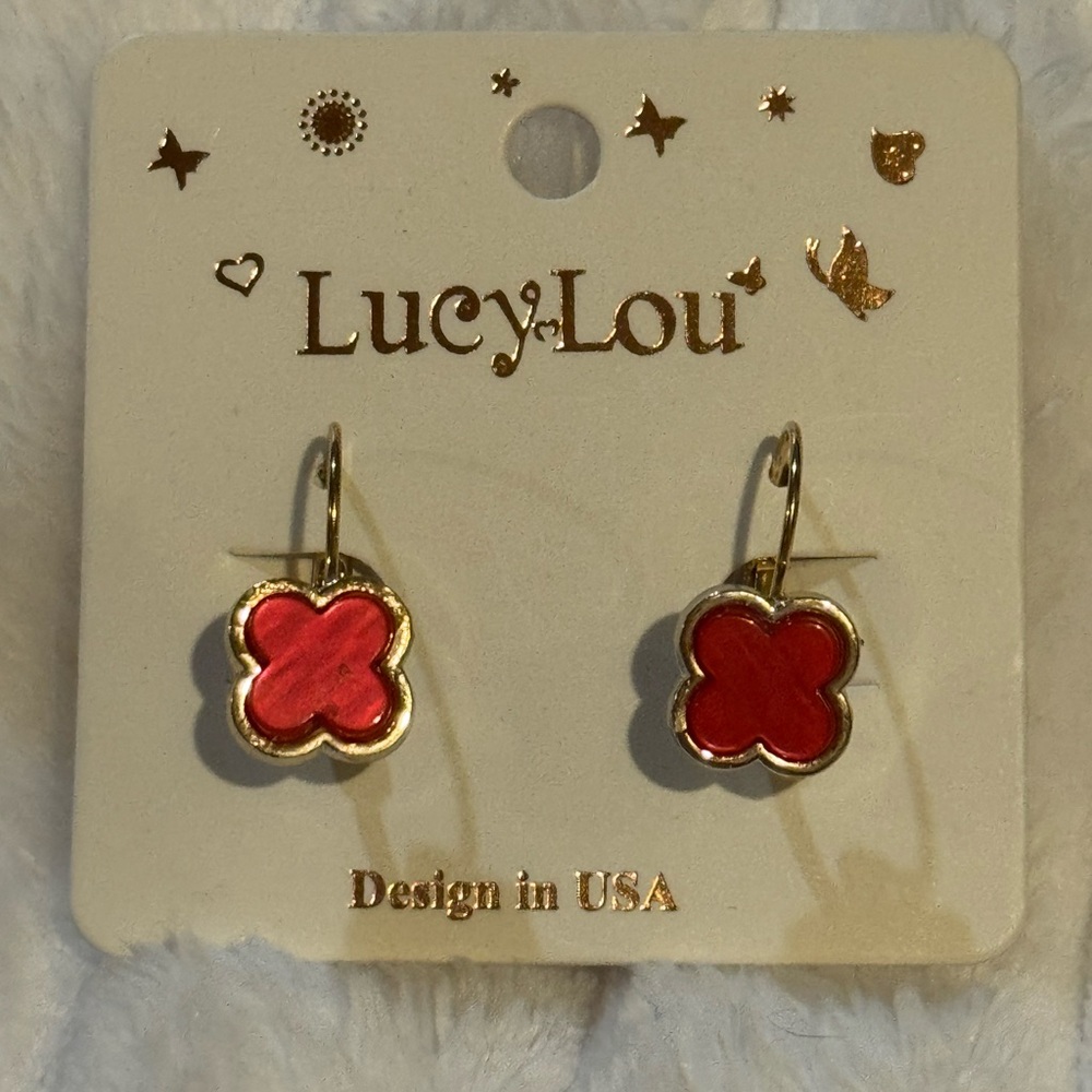 Lucy Lou Red Clover Earrings